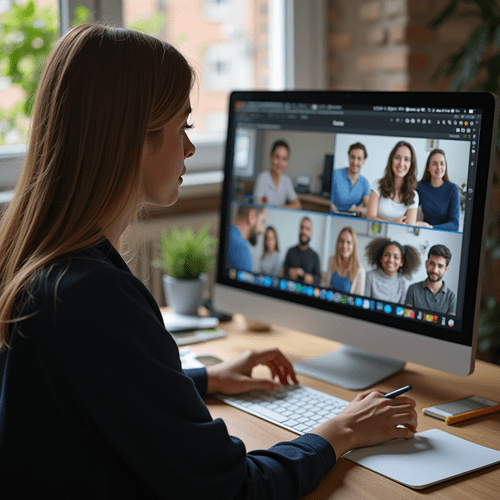 مدرس در حال آموزش کلاس آنلاین است