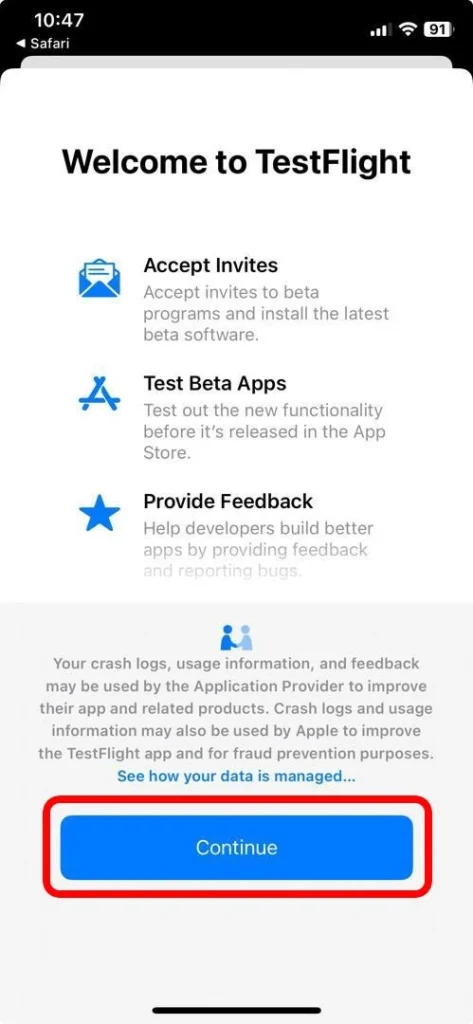 راهنمای نصب اپلیکیشن زبانسرا برای تلفن های همراه با سیستم عامل IOS نصب از طریق TestFlight